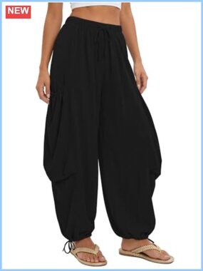 Boho Wide Leg Palazzo Harem Pants with Pockets